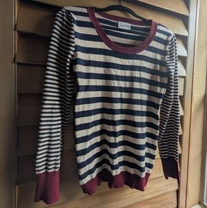 Olive & Oak Striped Sweater in Navy and Burgundy